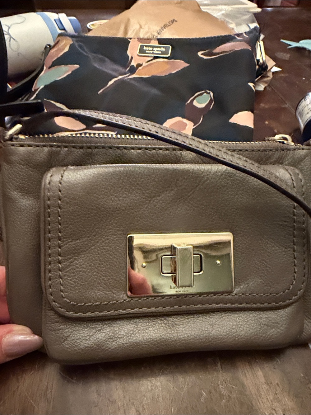 Kate Spade ♠️ Taupe Leather Crossbody Bag